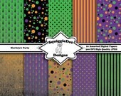 Morticia's Party  Digital Printable Textured Halloween Paper for Cards, Crafts, Art and Scrapbooking Set of 10 - Instant Download