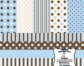 Digital Printable Scrapbook Paper for Cards, Crafts, and Art  Set of 10 - Blueberry Ice Cream - Instant Download