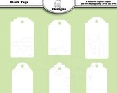 Digital Printable Clip Art Stickers for Cards, Invitations, Scrapbooking and other Crafts Set of 6 - Blank Tags - Instant Download