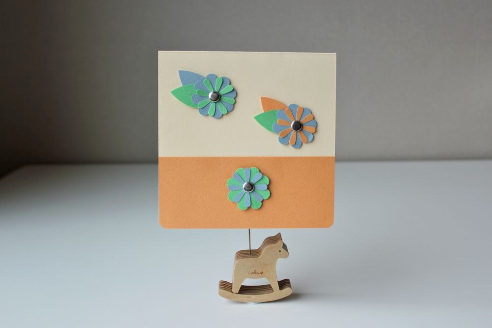 Paper flower card - blank - in peach lilac mint