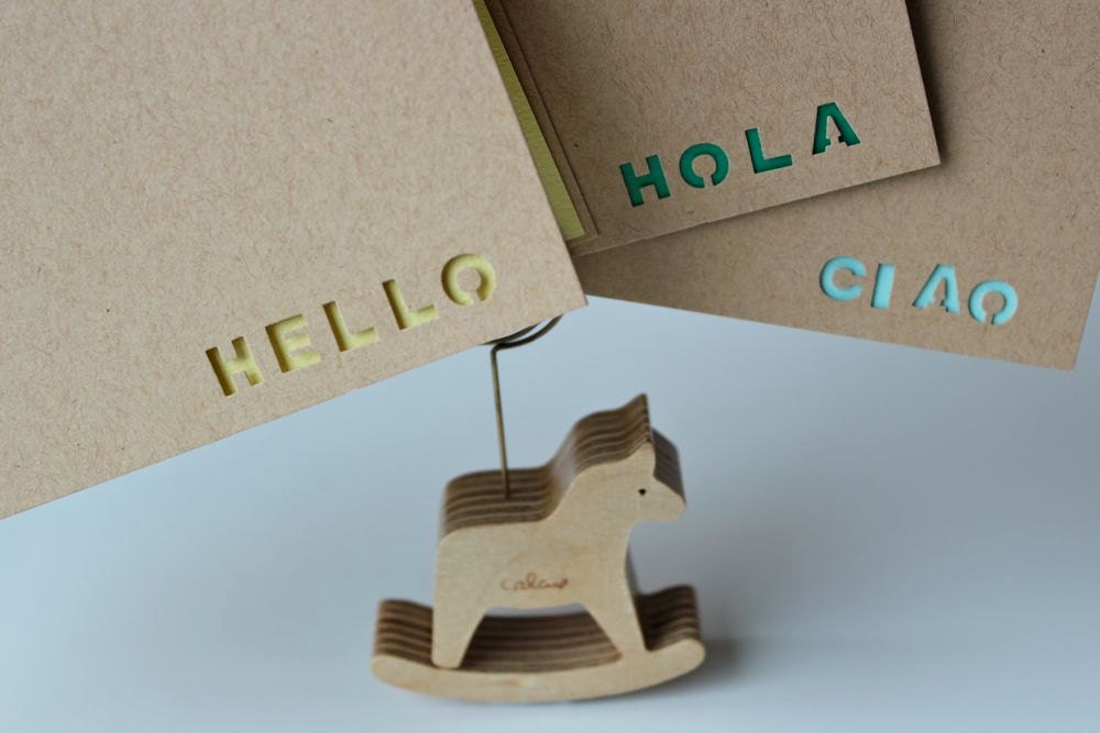 Hello stencil note cards - Set of 3 - Hello Hola Ciao