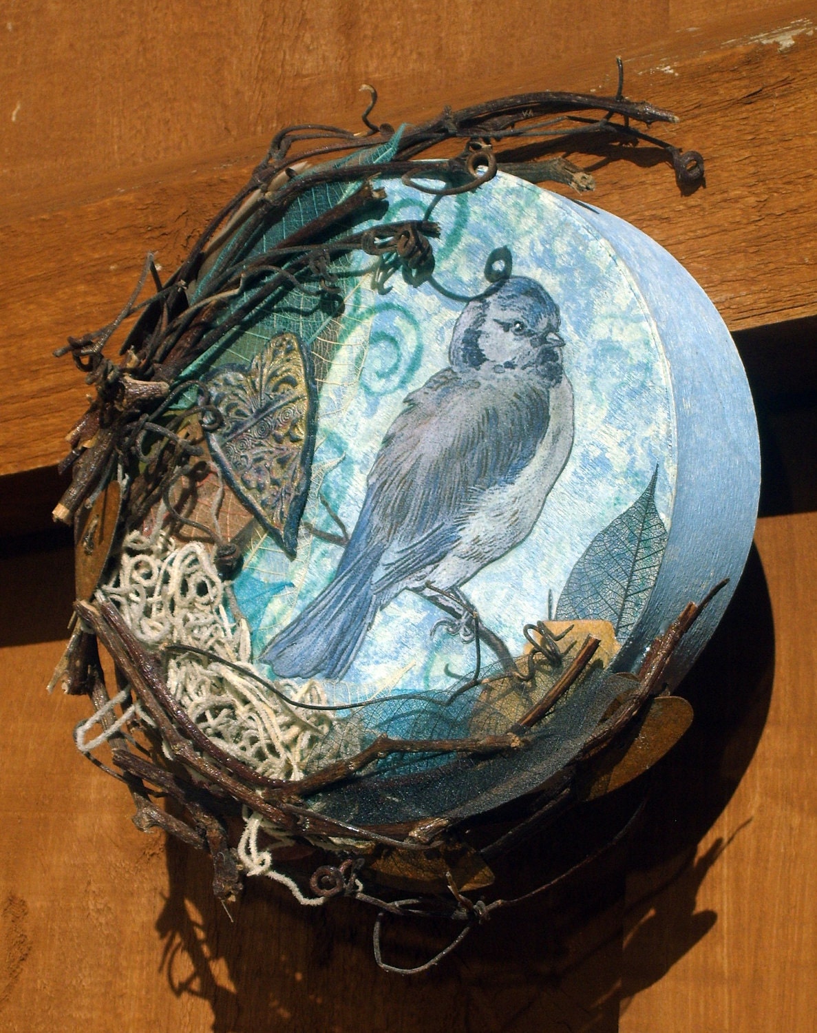 Mixed Media Assemblage,Bird,Nature,Wall Hanging
