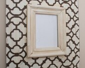 Moroccan Wood Distressed Picture Frame 5x7 Hand painted, Chocolate and Cream