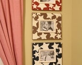 Stars Distressed Picture Frame Set of 3-5x7 Grouping Red/Navy/Chocolate