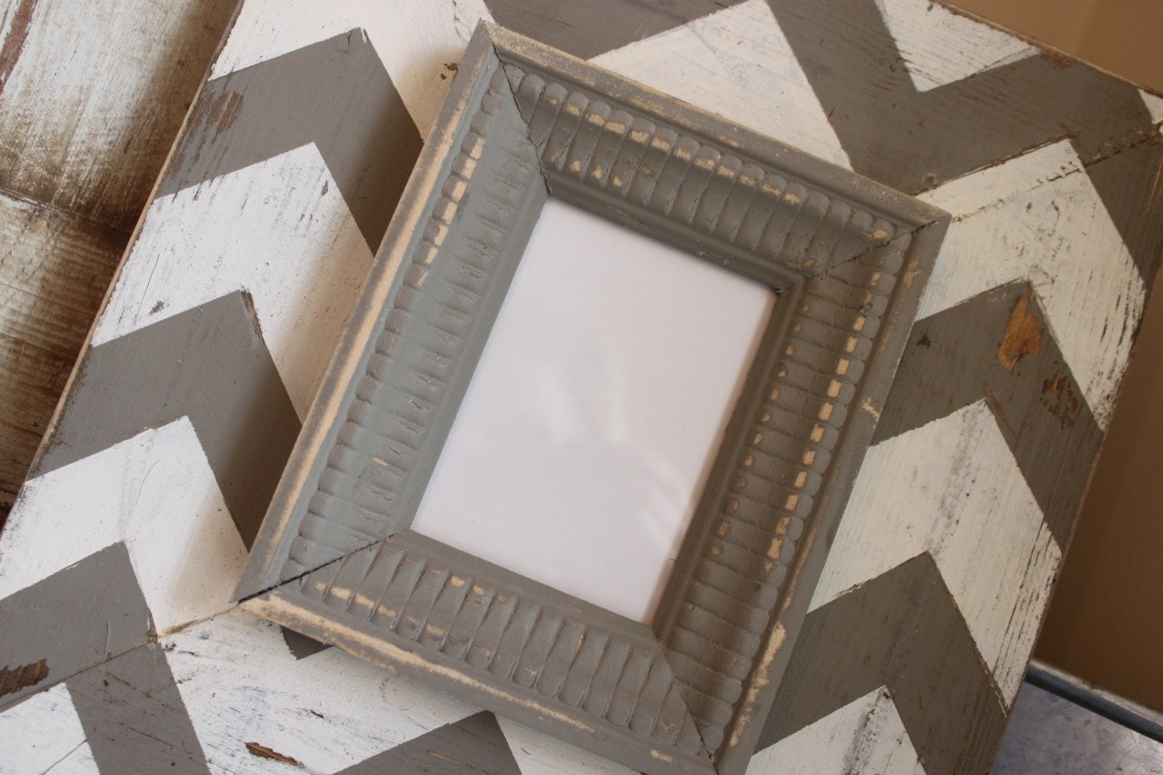 Mod Chevron Distressed Wood Picture Frame Black and White, To be featured on The Nate Berkus Show in May