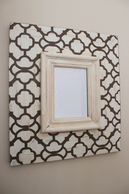 Moroccan Wood Distressed Picture Frame 5x7 Hand painted, Chocolate and Cream