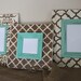 Set of 3 Table Top or Wall Hanging Distressed Frames: Turquoise, Cream and Chocolate, 2-5x7 1-4x4