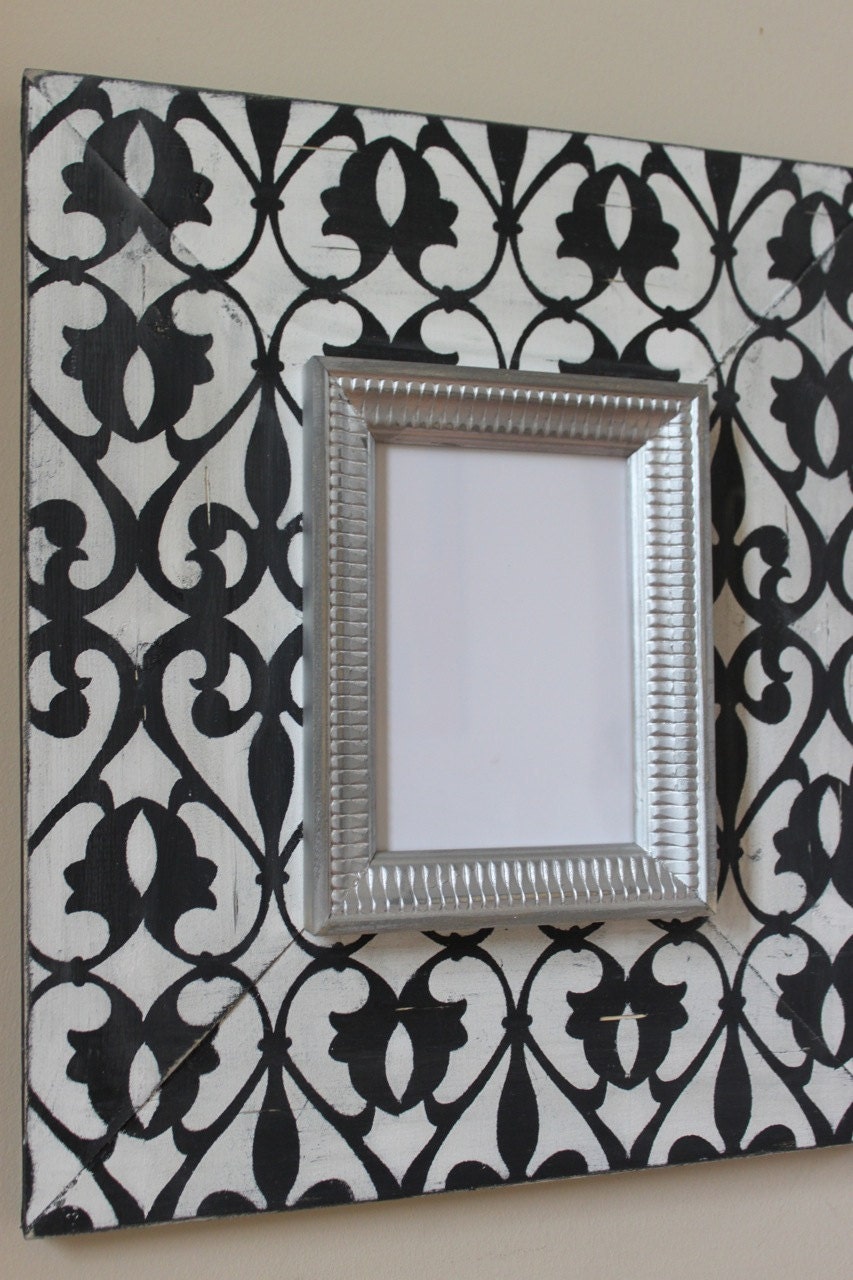 Imperial Wood Distressed Picture Frame 5x7 Hand painted, Black and Vintage White
