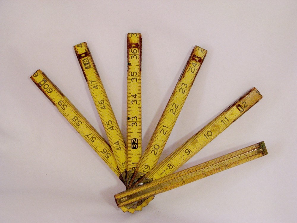 Wood and Brass Folding Carpenter's Ruler by thevintagemercantile