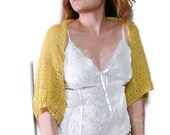 Yellow cotton Hand knitted Bolero,Wrap,Shrug,Capelet Spring Fashion