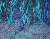Beaded Fiber Art Wall Hanging - Exude Blue