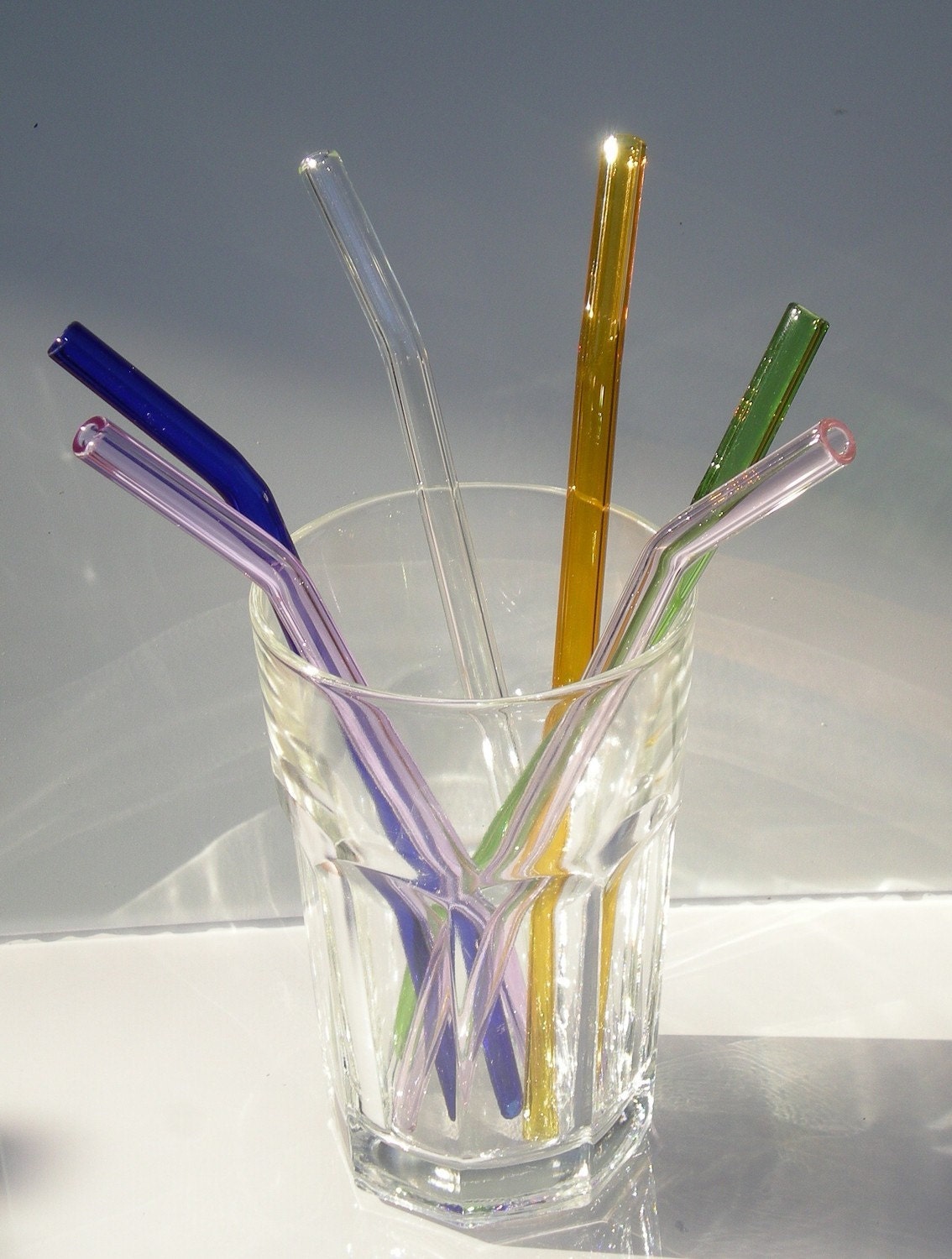 Glass Straws Set of Six Multicolor