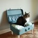 Cozy Cargo Suitcase Pet Bed - Pretty Blue and Green Paisley - Upcycled Luggage