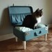 Cozy Cargo Suitcase Pet Bed - Pretty Blue and Green Paisley - Upcycled Luggage