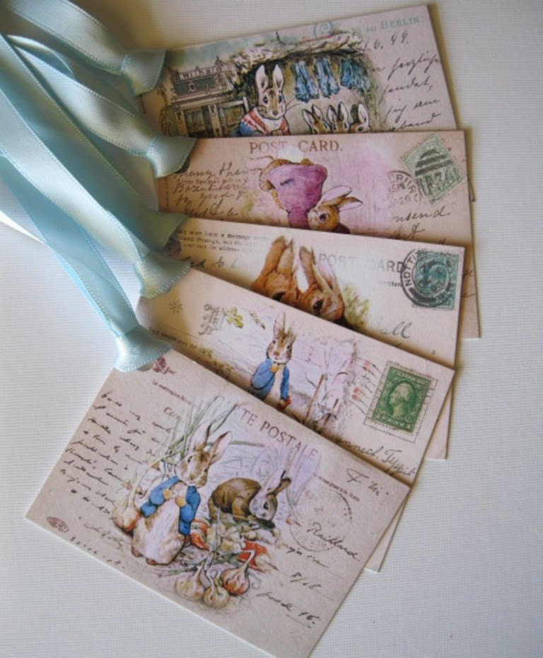 Beatrix Potter Peter Rabbit Gift Tags - Peter Rabbit and Benjamin Bunny - hangtags, gift bag tags - 5 Hangtags - Set 1