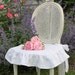 Shabby Chic Slipcover The Isabella Ruffled Linen chair slipcover with ballerina ties White Linen