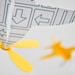 Baby Mobile, Airplanes in Yellow and Blue Arrow Pattern