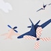 Baby Mobile, Airplanes in Orange Chevron and Blue