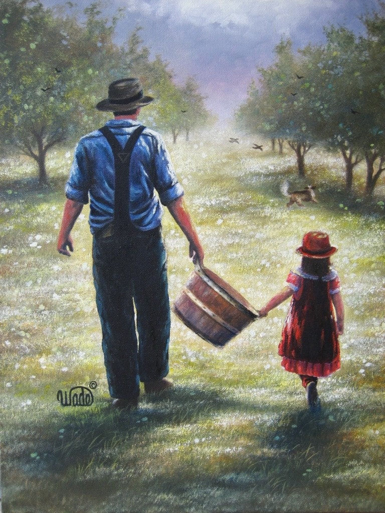 Dad's Helper 11X15 inch print from original oil painting by Vickie Wade