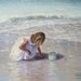 Finding Sea Glass large matted print of little blonde girl at the beach