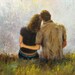 Tender Love Original Oil Painting 20 X 20, loving couples, lovers paintings, hugging, romantic, love paintings, love art
