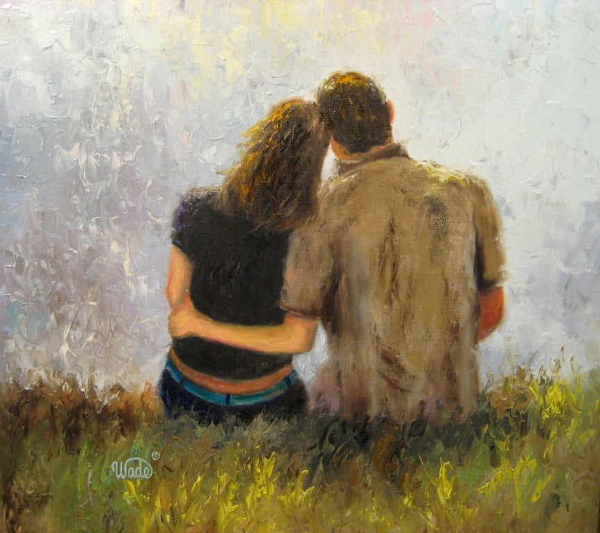 Tender Love Original Oil Painting 20 X 20 by VickieWadeFineArt