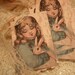 Set Of 4 Easter Tags/Little Girl and Her Bunny/ Vintage Pink Lace