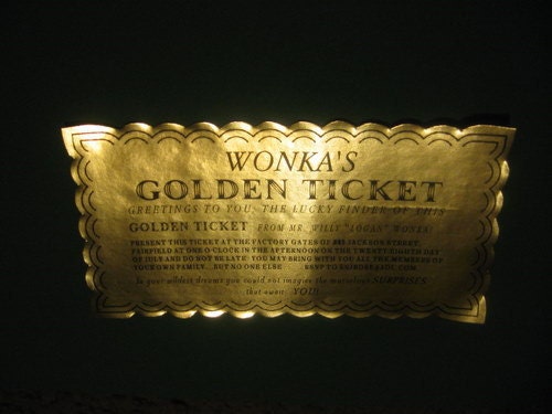 12 Willy Wonka Golden Tickets as Birthday Invitations with Custom Envelopes