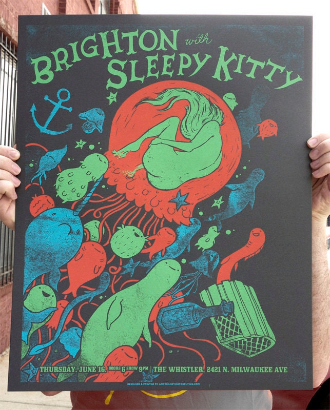 Brighton with Sleepy Kitty - 16x20 Gig Poster