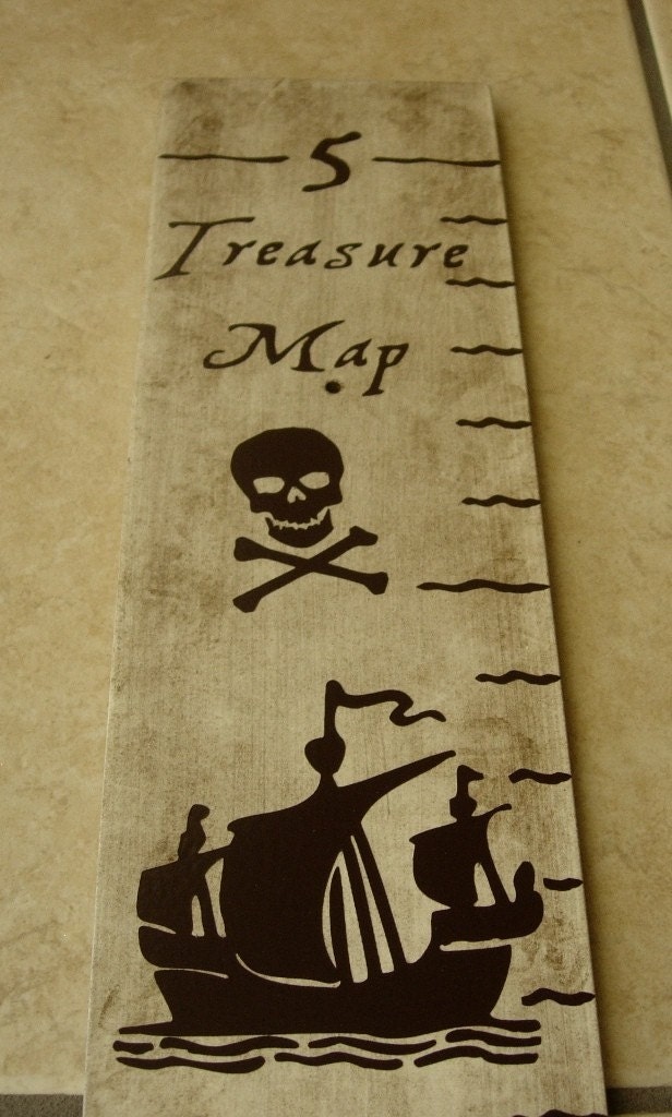 Growth Chart, Pirate, Treasure, Map, Skull, Ship, Brown, Cream, Growth Charts by LaffyDaffy on Etsy