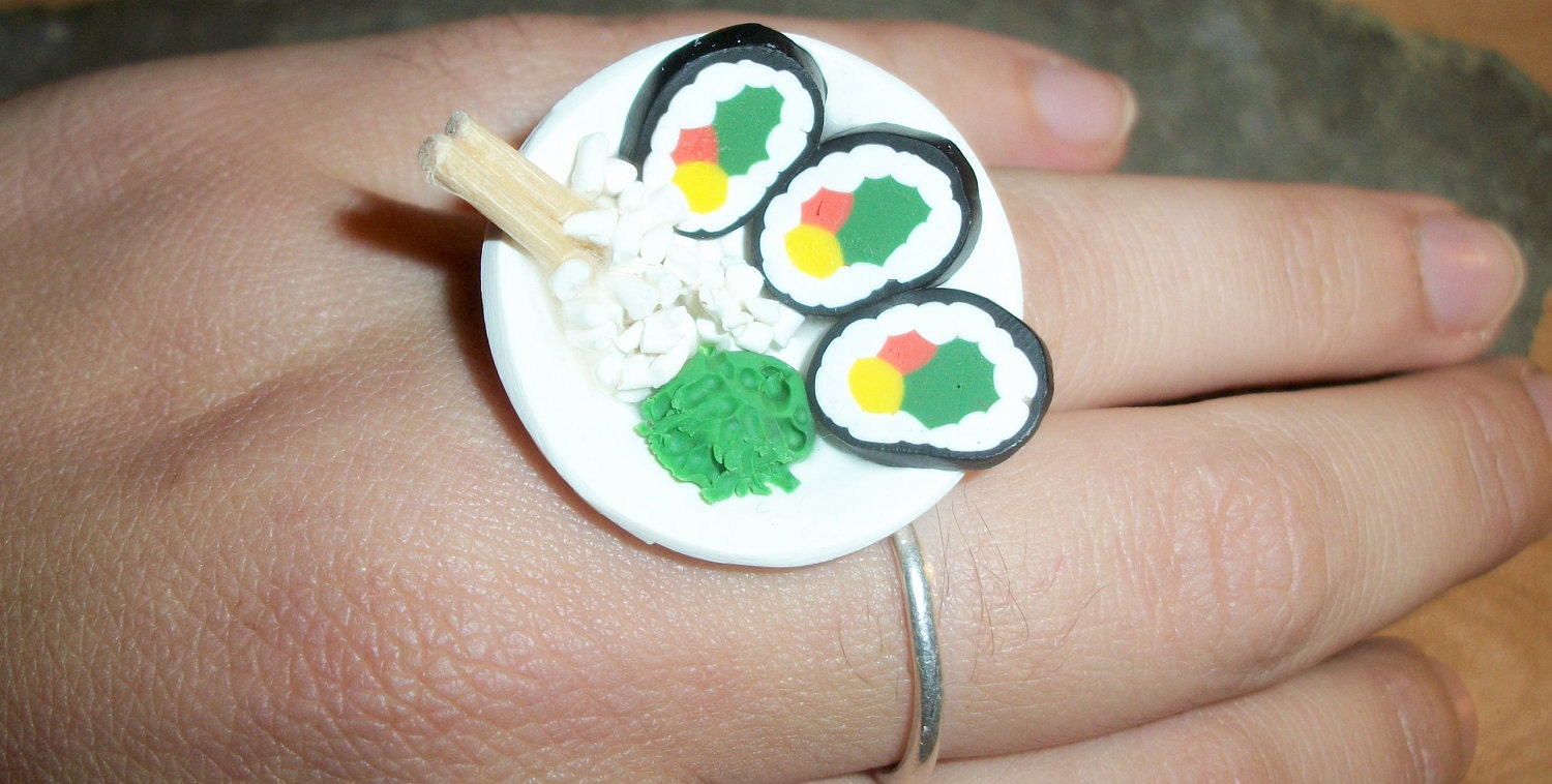 Sushi Dinner Adjustable Ring Nickel and Lead Free