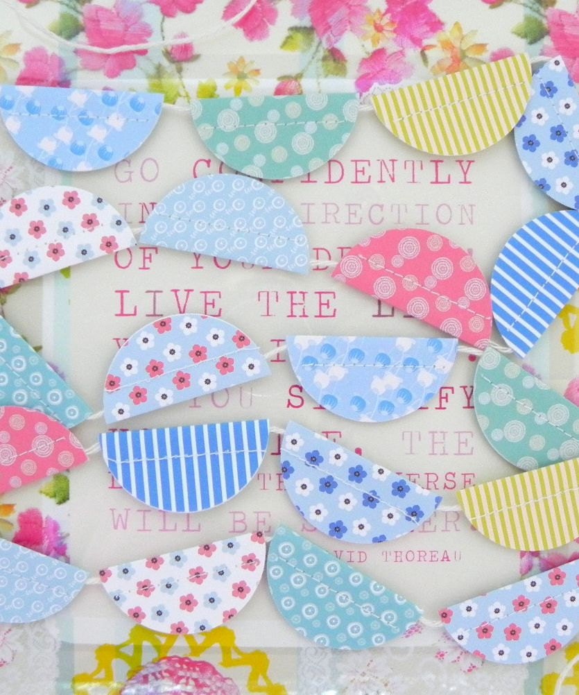 Fly High Sewn Paper Scallops Bunting Garland Decoration