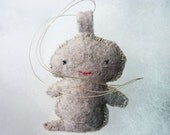 Mini ghost ornament plush, hand stitched with grey felt