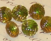 Vintage German Rhinestone Green Carved Foil Back 6mm