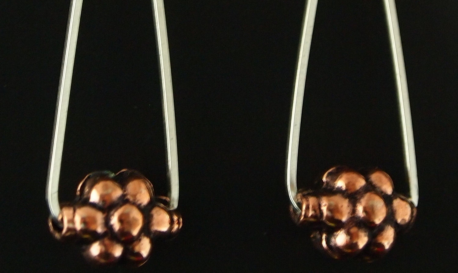 Sterling Silver Dangle Earrings with Copper Beads