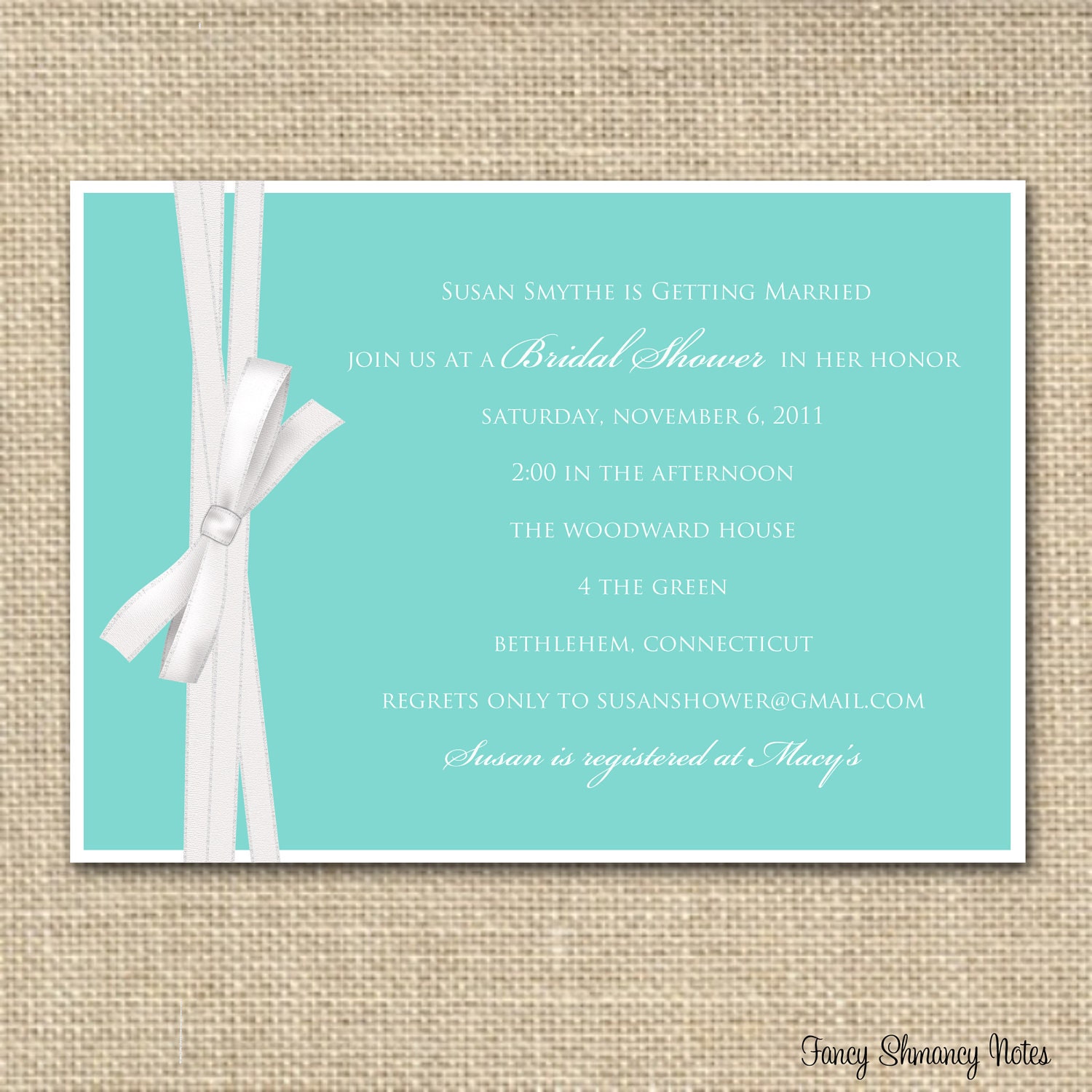 Items similar to Tiffany Style Blue Bridal Shower Invitation, Printable