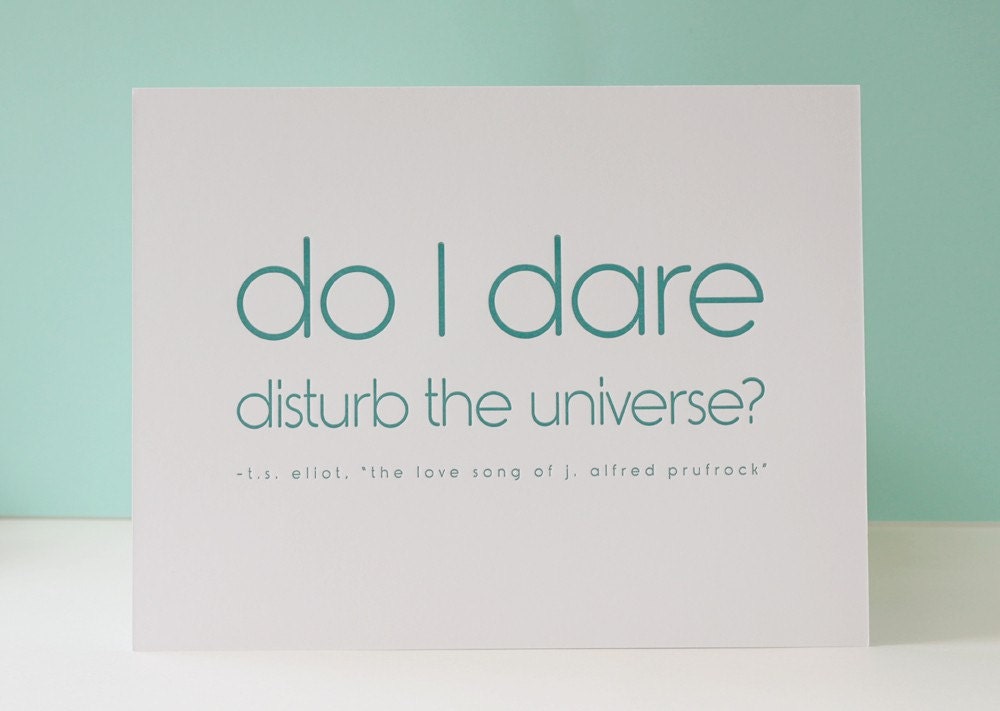 Letterpress Poetry Print (Prufrock's Love Song in Turquoise)