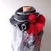 Felted scarf ruffle collar - Grey red valentines gift under 50