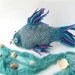 Felted purse cosmetic Fish blue Metal Frame under 50 octopurse