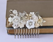 Silver Bridal Hair Comb - Vintage Shabby Chic Hair comb, Wedding Bridal Hair Accessories, Elegant Head Piece, Something Old