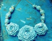fabric flower Necklace tutorial EMA pattern - Pdf ebook how to - beads and roses flower instructions - pdf - DIY ebook - TW0 patterns