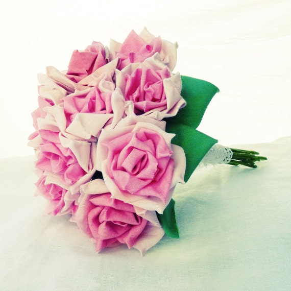 DIY wedding bouquet True LOVE roses bridal or vase arrangment tutorial - Fabric Flowers & Ribbon Roses PDF ebook - how to - No Sew at All