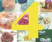 SALE - any 4 Fabric flower tutorials  - pay less - Promo ebook beginner pdf how to - ANY pattern of 6/6.5/6.90/7.50 PROMO % discount