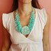 Elegance  Aqua  Rolled Flower &  Ruffles Necklace Tutorial - Instructions - Patterns - How to - PDF  - DIY - ebook
