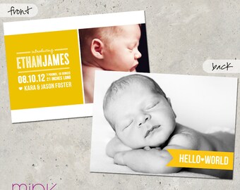 birth announcement baby boy or girl -  "Hello World"