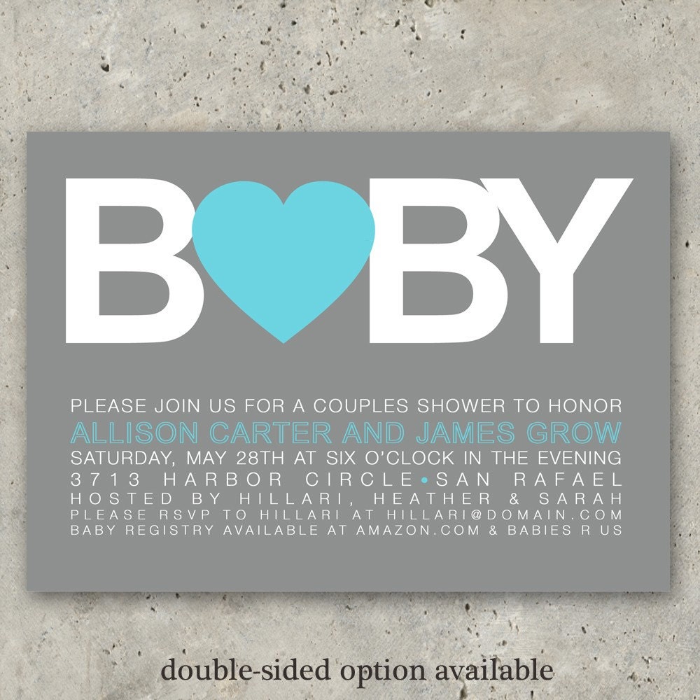 baby shower invitations boy or girl Big Baby by minkcards on Etsy