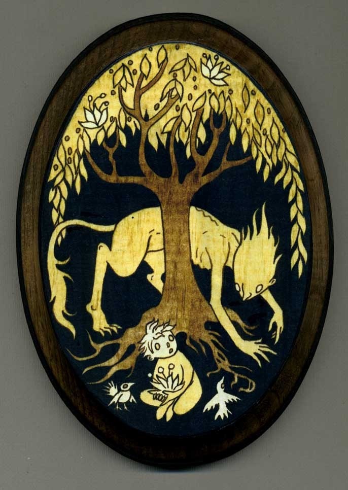 mounted print wood art- Encounter