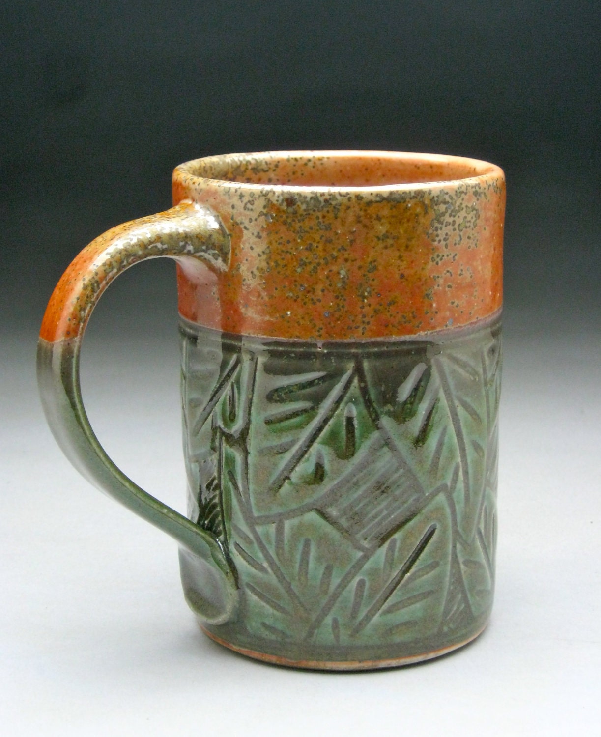 Beer Mug with Hand Carved Leaf Design