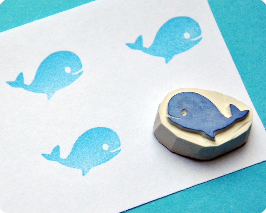 Whale - Special Summer hand carved rubber stamps