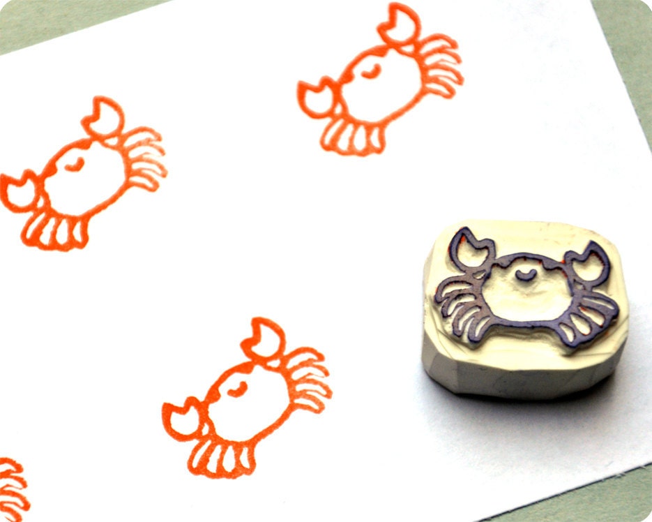 Lovely crab - Special Summer hand carved rubber stamps
